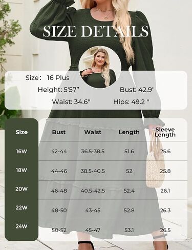Hanna Nikole Womens Plus Size Fall Long Sleeve Maxi Dress Crewneck Smocked Tier Flower Flowy Long Long Brucks مع جيوب in Saudi Arabia