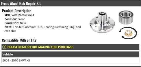 Front Wheel Bearing Hub Repair Kit - Compatible with 2004-2010 BMW X3 in Saudi Arabia