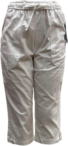 Erika Solid Cotton Pull on Elastic Waist Draw String Capri with Belt Loops in Saudi Arabia
