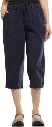 Erika Solid Cotton Pull on Elastic Waist Draw String Capri with Belt Loops in Saudi Arabia