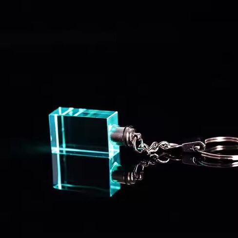 Blank K9 Rectangular Crystal Keychain with Continuously Changing Colors LED; Set of 10. in Saudi Arabia