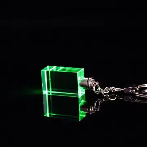 Blank K9 Rectangular Crystal Keychain with Continuously Changing Colors LED; Set of 10. in Saudi Arabia