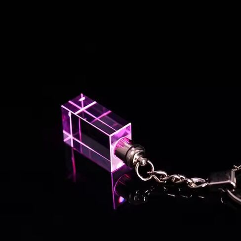 Blank K9 Rectangular Crystal Keychain with Continuously Changing Colors LED; Set of 10. in Saudi Arabia