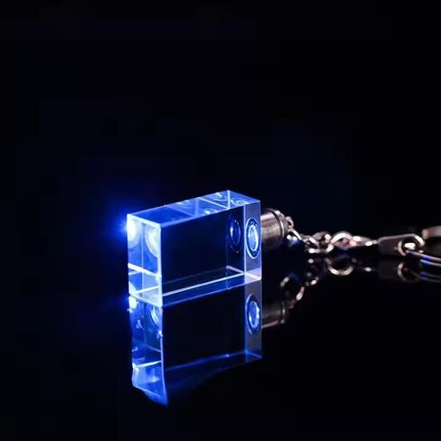 Blank K9 Rectangular Crystal Keychain with Continuously Changing Colors LED; Set of 10. in Saudi Arabia