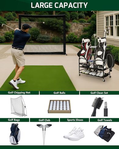 Mythinglogic 4 Golf Bag Storage Organizer, Extra Large Golf Storage Stand for Golf Bag Accessories, Golf Storage Rack for Garage, Golf Club, Basement in Kuwait