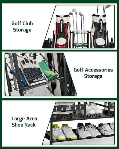 Mythinglogic 4 Golf Bag Storage Organizer, Extra Large Golf Storage Stand for Golf Bag Accessories, Golf Storage Rack for Garage, Golf Club, Basement in Kuwait
