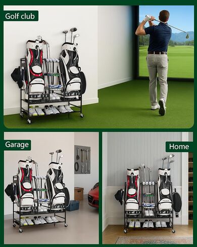 Mythinglogic 4 Golf Bag Storage Organizer, Extra Large Golf Storage Stand for Golf Bag Accessories, Golf Storage Rack for Garage, Golf Club, Basement in Kuwait