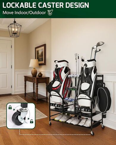 Mythinglogic 4 Golf Bag Storage Organizer, Extra Large Golf Storage Stand for Golf Bag Accessories, Golf Storage Rack for Garage, Golf Club, Basement in Kuwait