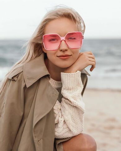 Pibupiu 10 Pack Colorful Oversized Square Sunglasses for Women Men Bulk 70s Big Large Wide Shades Unisex in Kuwait