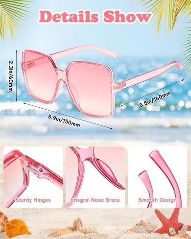 Pibupiu 10 Pack Colorful Oversized Square Sunglasses for Women Men Bulk 70s Big Large Wide Shades Unisex in Kuwait