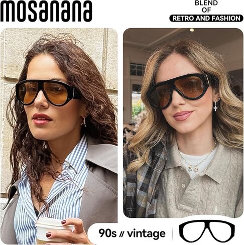 mosanana Retro Oversized Aviator Sunglasses for Women Men Chunky Stylish Style MS52474 in Saudi Arabia