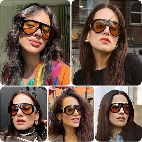 mosanana Retro Oversized Aviator Sunglasses for Women Men Chunky Stylish Style MS52474 in Saudi Arabia