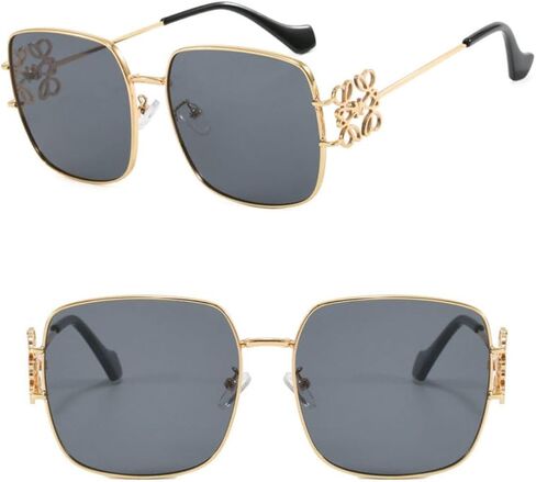 Designer Square Sunglasses - Luxury Floral Decor, Square, Retro, Polarized Lens, Trendy Aviator, UV400 Protection in Saudi Arabia