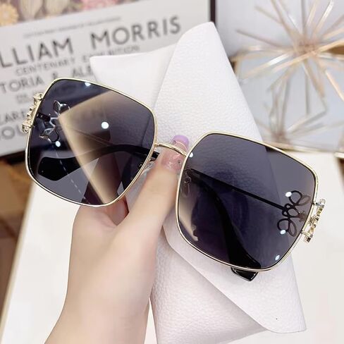 Designer Square Sunglasses - Luxury Floral Decor, Square, Retro, Polarized Lens, Trendy Aviator, UV400 Protection in Saudi Arabia