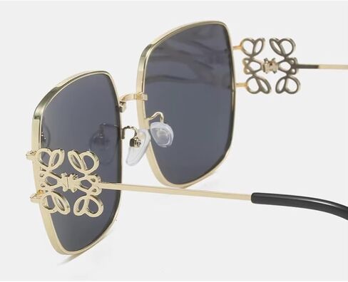Designer Square Sunglasses - Luxury Floral Decor, Square, Retro, Polarized Lens, Trendy Aviator, UV400 Protection in Saudi Arabia