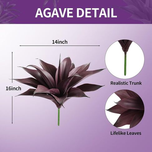 2Pcs Artificial Agave Plants, UV Resistant Fake Agave Plants for Home, Office, Bathroom, Bedroom, Kitchen, Farmhouse, Bookshelf Decor, Low Maintenance Indoor Greenery in Saudi Arabia