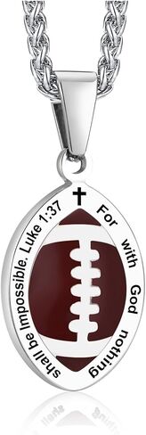 الكتاب المقدس الآية كرة القدم كرة السلة البيسبول كرة القدم قلادة للرجال النساء 𝐁𝐨𝐲𝐬 𝐆𝐢𝐫𝐥𝐬، الكتاب المقدس ملهمة الصلاة الكرة قلادة سلاسل الإيمان الديني الهدايا المسيحية بارد الرياضة مروحة المجوهرات in Kuwait