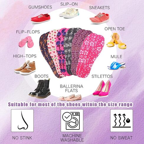 6 Pairs No Show Socks Sockless Shoe Liner Washable Barefoot Shoe Insoles No Slipping Inserts for Women Man in Saudi Arabia