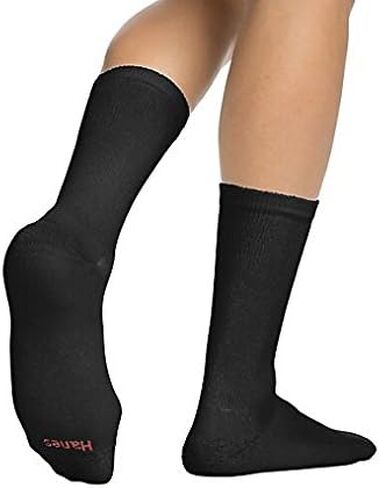 Hanes Classics Men's Crew Socks, 10-Pack Black L in Saudi Arabia
