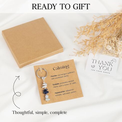 Crystal Keychain Calming Gifts For Women, Anxiety Healing Stress Relief Reduction Stones, Crystal Therapeutic Gifts in Kuwait