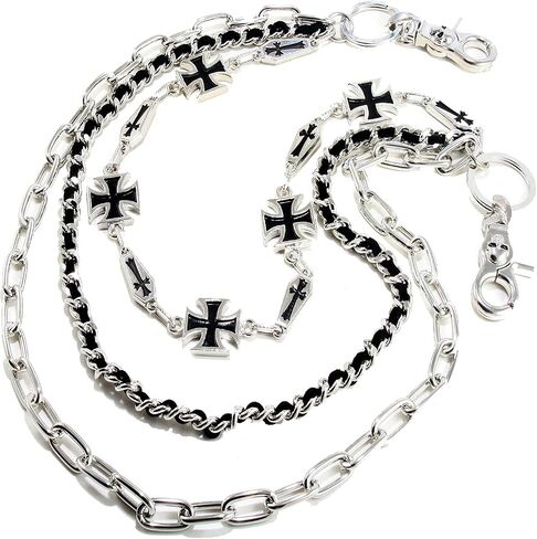 Double K Cross Symbol 3 خطوط سقف راكب الدراجة النارية Key Jean Wallet Chain (25 ") Silver CS78 in Kuwait