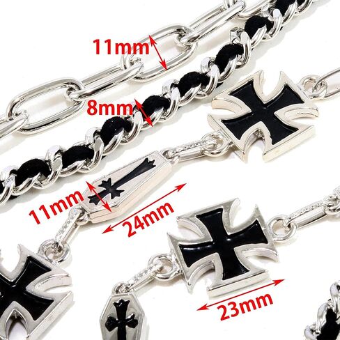 Double K Cross Symbol 3 خطوط سقف راكب الدراجة النارية Key Jean Wallet Chain (25 ") Silver CS78 in Kuwait
