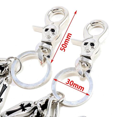 Double K Cross Symbol 3 خطوط سقف راكب الدراجة النارية Key Jean Wallet Chain (25 ") Silver CS78 in Kuwait