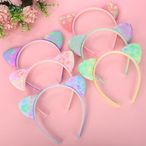Bear Ears Headbands for Girls 6Pcs Glitter Headband Sequin Mouse Ear Hairband for Kids Cosplay Headwear Party Decor Head Bands in Kuwait