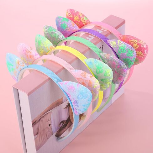 Bear Ears Headbands for Girls 6Pcs Glitter Headband Sequin Mouse Ear Hairband for Kids Cosplay Headwear Party Decor Head Bands in Kuwait