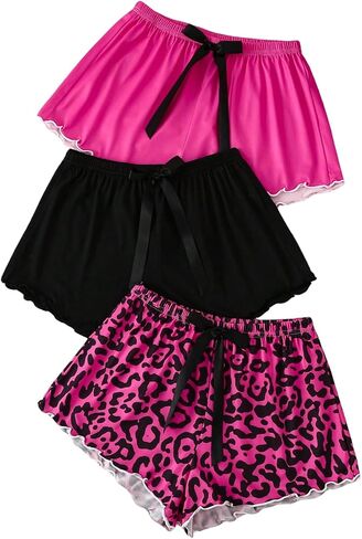 Gorglitter Women's 3 Pack Plaid Pajama Shorts Soft Love Sleep PJ Shorts in Kuwait