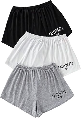 Gorglitter Women's 3 Pack Plaid Pajama Shorts Soft Love Sleep PJ Shorts in Kuwait