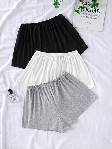Gorglitter Women's 3 Pack Plaid Pajama Shorts Soft Love Sleep PJ Shorts in Kuwait