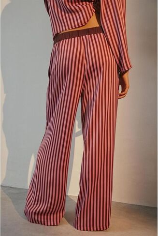 HOXIJIA Women Y2K Floral Printed 2 Pieces Pajamas Sets Long Sleeve Tie Front Shirt and Wide Leg Pants 2PCS Lounge Outfits in Kuwait