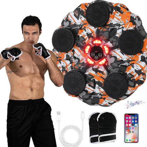 Music Boxing Machine, Wall Mounted Smart Boxing Trainer with Bluetooth Connectivity, Sound Effects, Punching Pads Includes Boxing Gloves Suitable for Adults Kids，Boxing Target for All Environments in Saudi Arabia