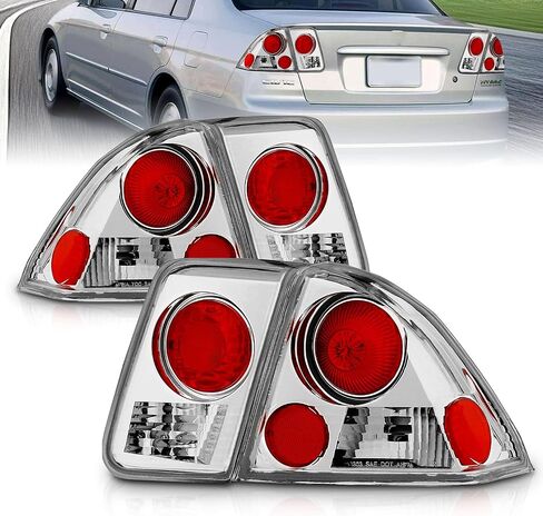 AmeriLite For 2001-2005 Honda Civic 4 Door Chrome Euro Reaplcement Taillights - Passenger and Driver Side in Saudi Arabia