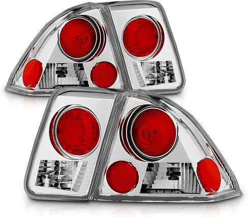 AmeriLite For 2001-2005 Honda Civic 4 Door Chrome Euro Reaplcement Taillights - Passenger and Driver Side in Saudi Arabia