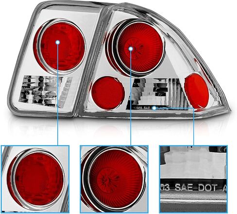 AmeriLite For 2001-2005 Honda Civic 4 Door Chrome Euro Reaplcement Taillights - Passenger and Driver Side in Saudi Arabia
