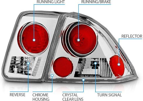AmeriLite For 2001-2005 Honda Civic 4 Door Chrome Euro Reaplcement Taillights - Passenger and Driver Side in Saudi Arabia