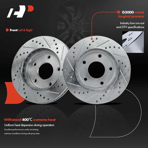 A-Premium 10.76 inch (273.3mm) Front Drilled and Slotted Disc Brake Rotors Compatible with Select Chevy, GMC, Isuzu and Oldsmobile Models - Blazer 98-05, S10/Sonoma 98-04, Jimmy, Hombre, Bravada in Saudi Arabia