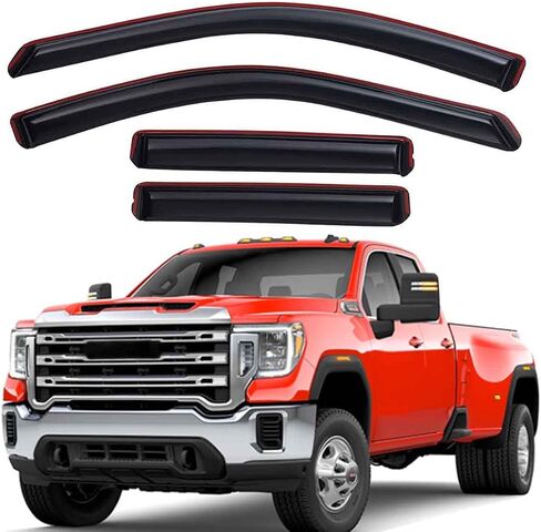 Lightronic Extra Durable Clip-on in-Channel Auto Vent Window Visor, Fits 2020-2025 Chevrolet Silverado & GMC Sierra 2500 HD, 3500 HD, Double Cab, UV-Protect Rain Guard Wind Deflector, Smoke, 4-Pcs in Saudi Arabia