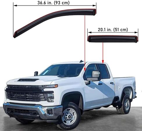 Lightronic Extra Durable Clip-on in-Channel Auto Vent Window Visor, Fits 2020-2025 Chevrolet Silverado & GMC Sierra 2500 HD, 3500 HD, Double Cab, UV-Protect Rain Guard Wind Deflector, Smoke, 4-Pcs in Saudi Arabia