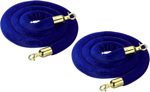 MECCANIXITY Velvet Stanchion Rope 3.28 Ft/1 M, Barrier Rope Velvet Carpet Ropes with Snap Hooks for Posts Stands Queue Divider Crowd Control, Purple Golden Pack of 2 in Kuwait