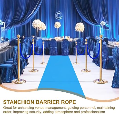 MECCANIXITY Velvet Stanchion Rope 3.28 Ft/1 M, Barrier Rope Velvet Carpet Ropes with Snap Hooks for Posts Stands Queue Divider Crowd Control, Purple Golden Pack of 2 in Kuwait