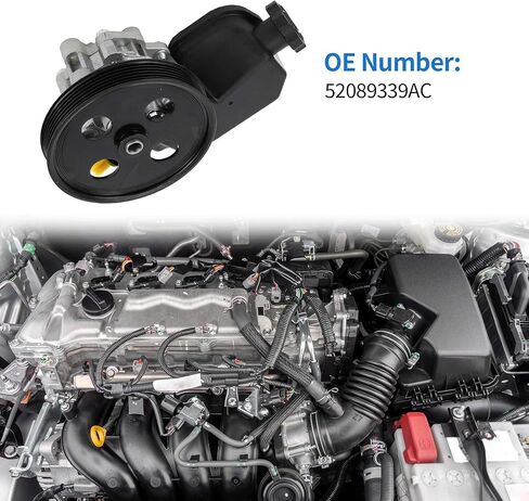 Power Steering Pump with Pulley and Reservoir for Jeep Commander 3.7L & 4.7L 2006-2007 for Jeep Grand Cherokee 2005-2010 Replaces No.52089339AC in Saudi Arabia