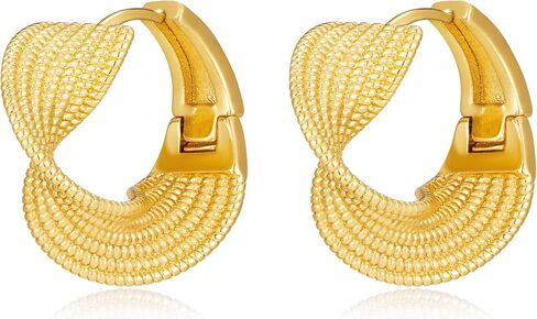 YUJIE Gold Chunky Twist Hoop Earrings Thick 18k Gold Plated Earrings for Women Trendy Jewelry in Kuwait