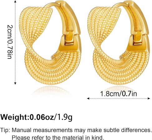 YUJIE Gold Chunky Twist Hoop Earrings Thick 18k Gold Plated Earrings for Women Trendy Jewelry in Kuwait