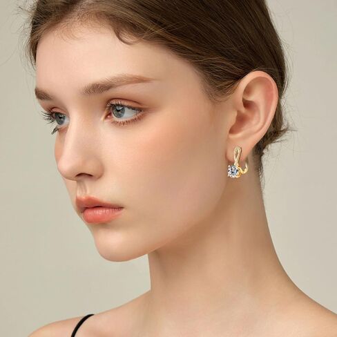 14K Gold Over S925 Sterling Silver 2ct D-color VVS1 Diamond Hoop Earrings for Women,Ideal Present for Special Occasions in Saudi Arabia