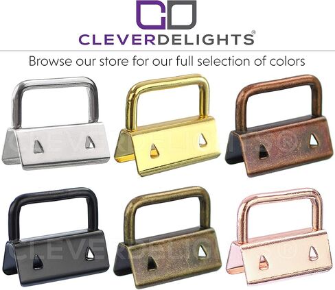 CleverDelights 1 "مجموعة أجهزة مفتاح FOB مع حلقات المفاتيح - 25 مجموعة - لون الذهب - سلاسل مفاتيح حبل 1 بوصة in Saudi Arabia