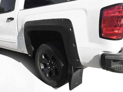 Bushwacker Mud Flaps for Pocket Flares | 2-Piece Set, Black, Smooth Finish | MUD-40120 | Fits 2014-2018 Chevrolet Silverado 1500; 2019 1500 LD; 2015-2019 2500 HD/3500 HD Fleetside (Excludes Dually) in Saudi Arabia