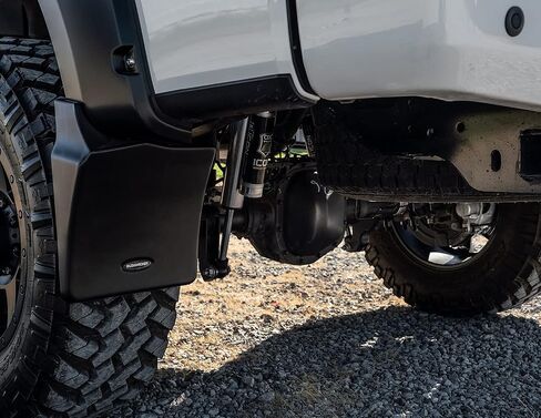 Bushwacker Mud Flaps for Pocket Flares | 2-Piece Set, Black, Smooth Finish | MUD-40120 | Fits 2014-2018 Chevrolet Silverado 1500; 2019 1500 LD; 2015-2019 2500 HD/3500 HD Fleetside (Excludes Dually) in Saudi Arabia